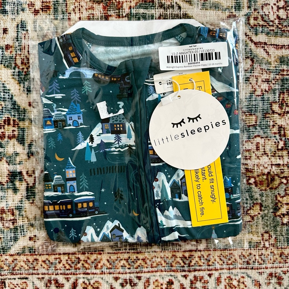 Little Sleepies Bamboo zippy- Midnight Express NIB 12-18 months